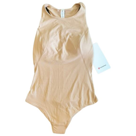 Lululemon High Neck Shelf Bodysuit โจ Contour Nude Beige | Size 2 | NWT - Picture 4 of 7